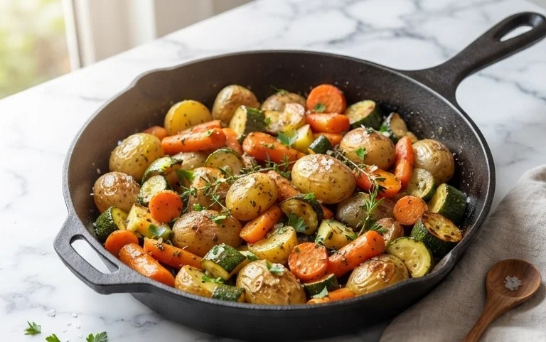 Garlic Herb Roasted Potatoes Carrots and Zucchini