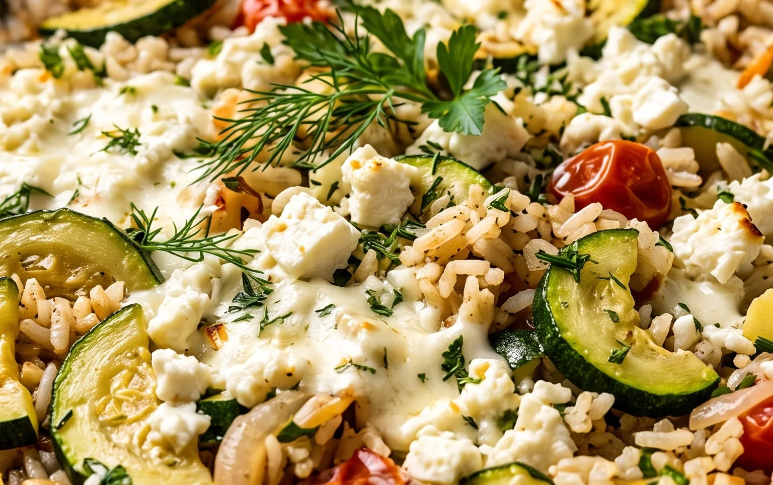 Zucchini-Reis-Pfanne mit Feta