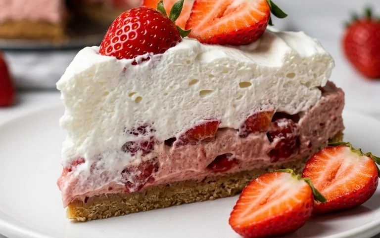 3 Ingredient No Bake Strawberry Cloud Cake