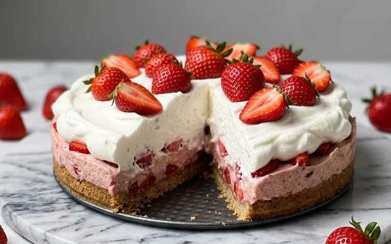 3 Ingredient No Bake Strawberry Cloud Cake
