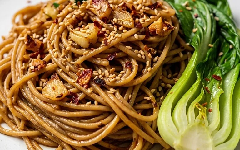 Spicy Garlic Soba Noodles with Bok Choy