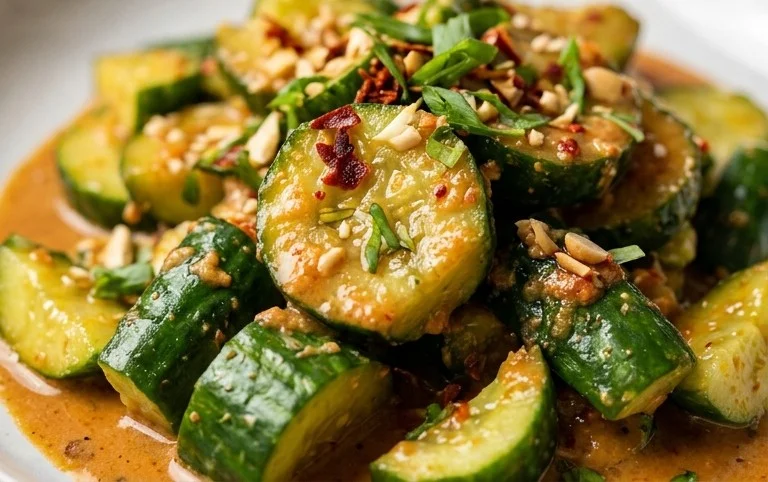 Cucumbers in Spicy Peanut Sauce