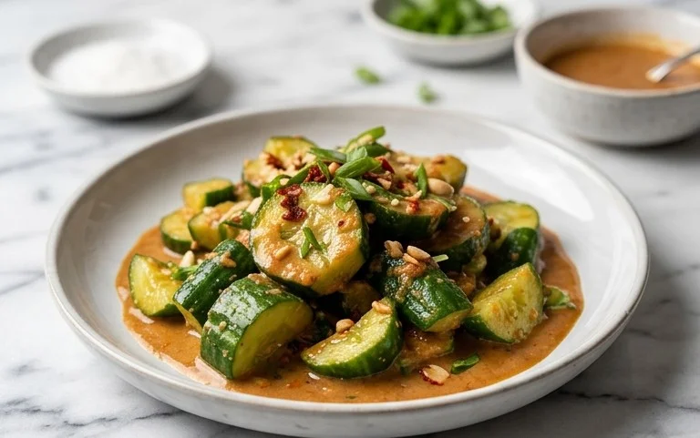 Cucumbers in Spicy Peanut Sauce