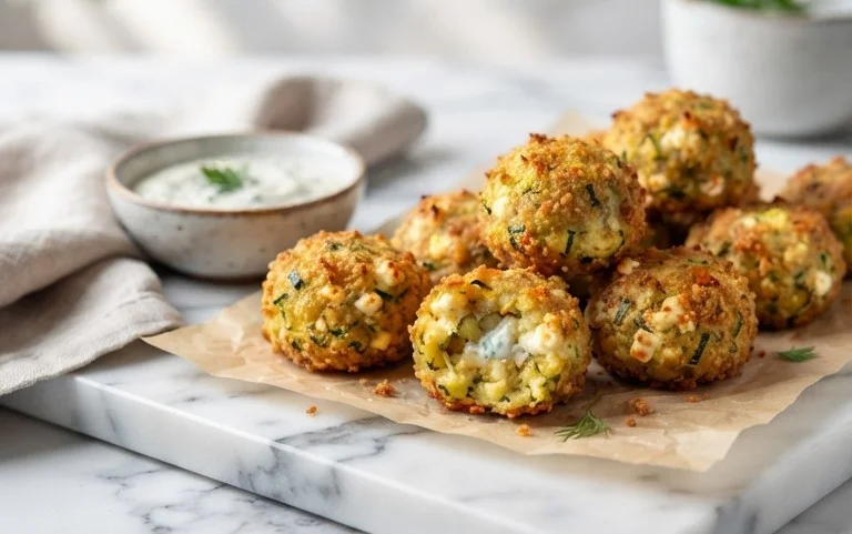 Knusprige Zucchini-Feta-Bällchen aus dem Ofen genießen!