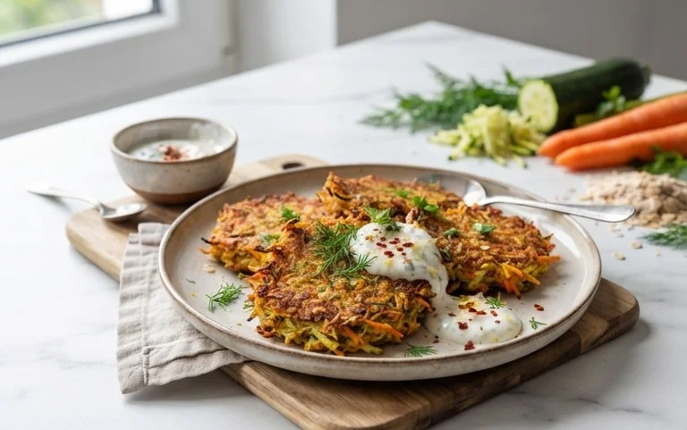 Zucchinipuffer mit Haferflocken und Möhren