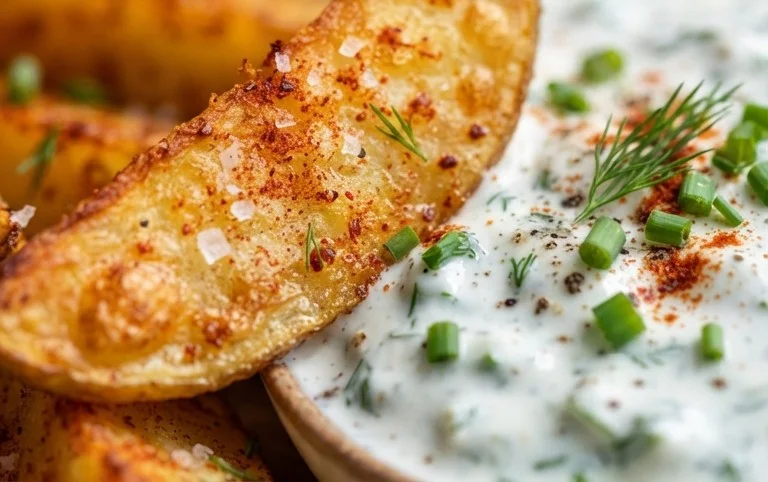 Kartoffelspalten mit Gurkendip
