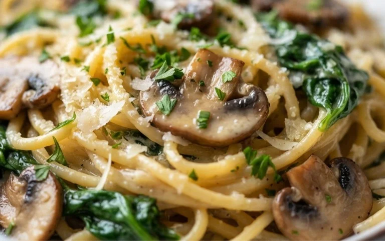 One-Pot Garlic Parmesan Pasta with Spinach and Mushrooms