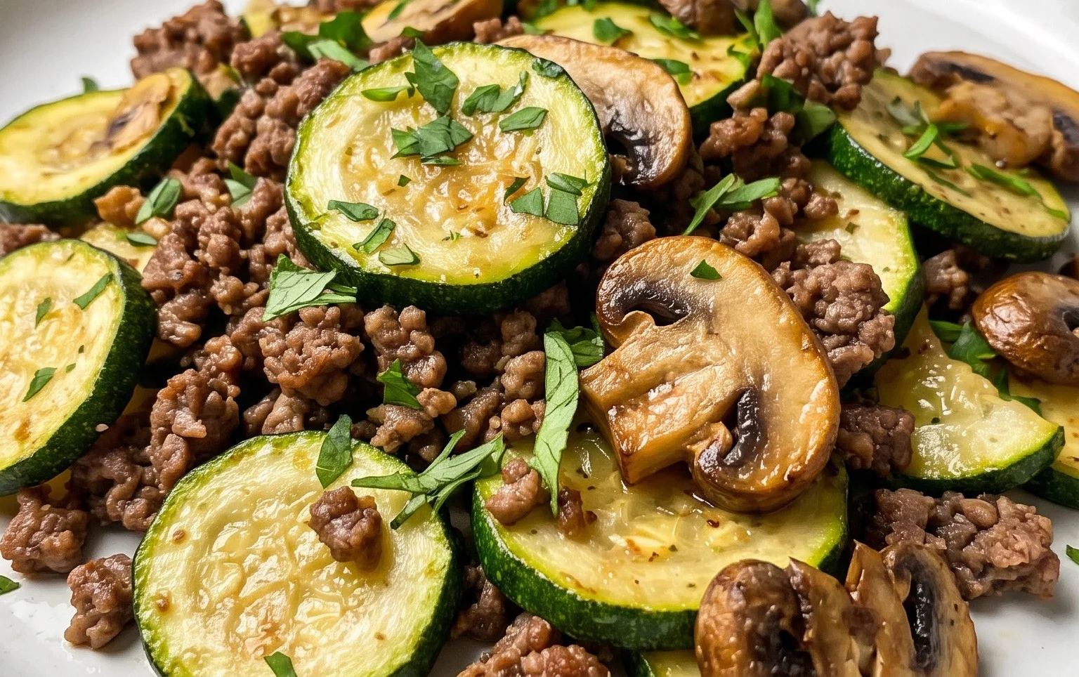Zucchini-Cbeef hampignonpfanne