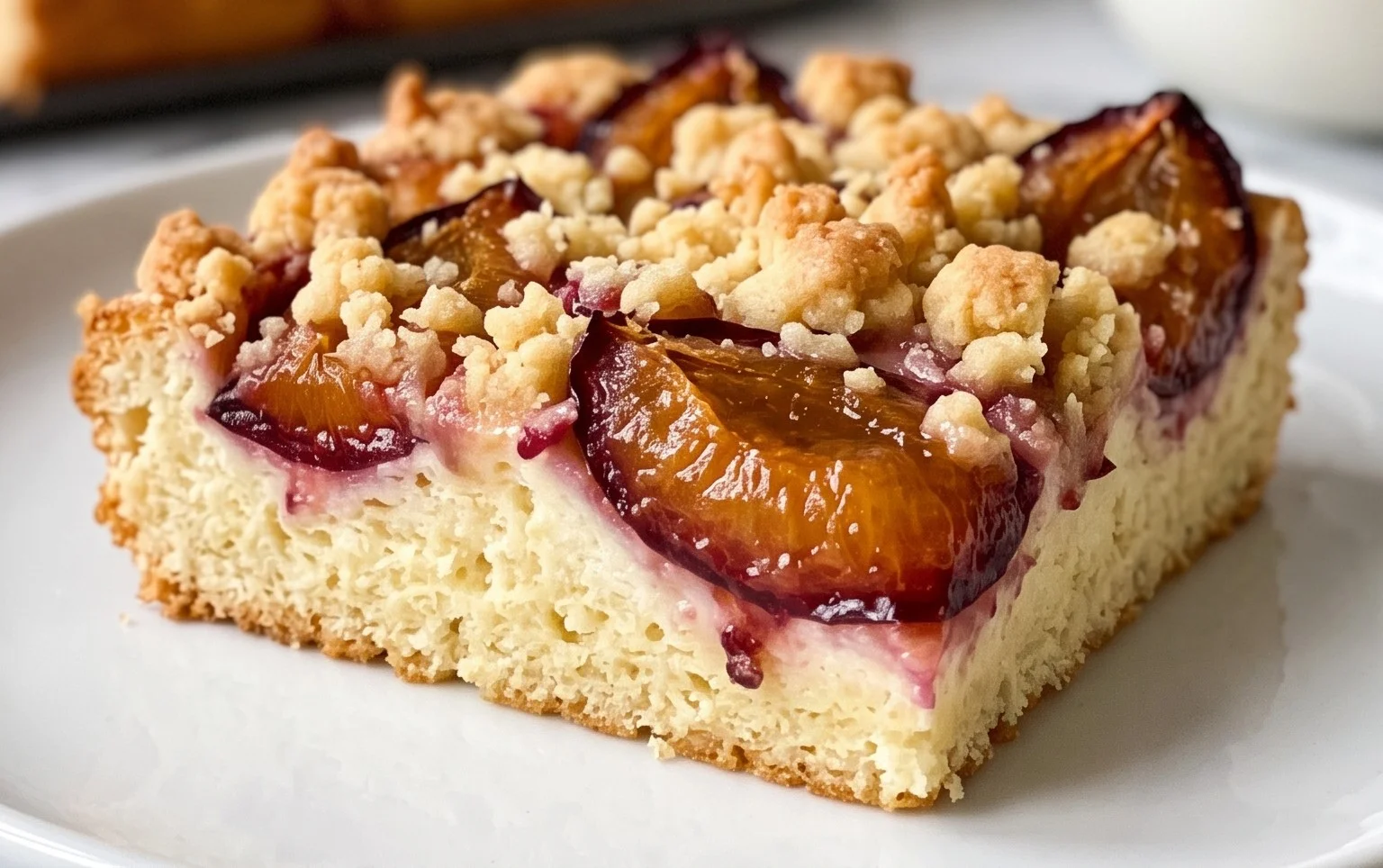 Pflaumenkuchen mit Streusel vom Blech (Quark-Öl-Teig)