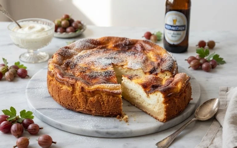 Stachelnon-alcoholic beerkuchen mit Quark und Schmand