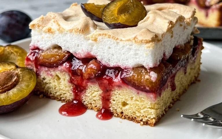 Polnischer Zwetschgen Kuchen vom Blech mit Baiser