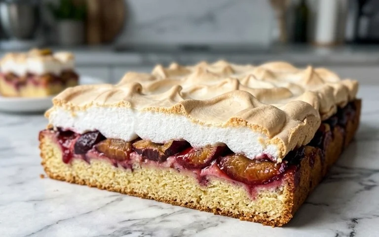 Polnischer Zwetschgen Kuchen vom Blech mit Baiser