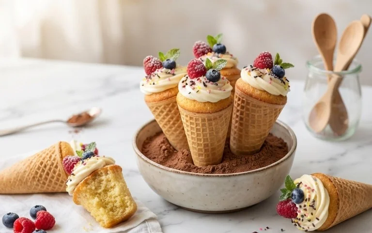 Kuchen im Waffelbecher