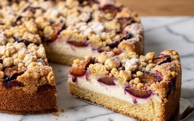 Zwetschgenkuchen mit Quark und Streuseln: Hallo Spätsommer