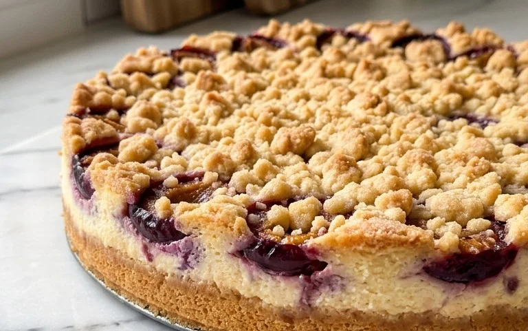 Zwetschgen-Käsekuchen - mit Mürbeteigboden & Streusel