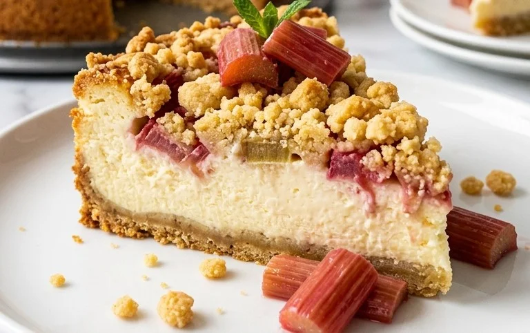 Rhabarber Käsekuchen mit Streuseln
