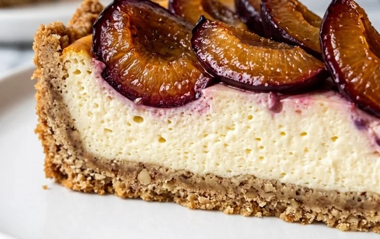 Zwetschgen-Topfenkuchen mit Nuss-Mürbteig