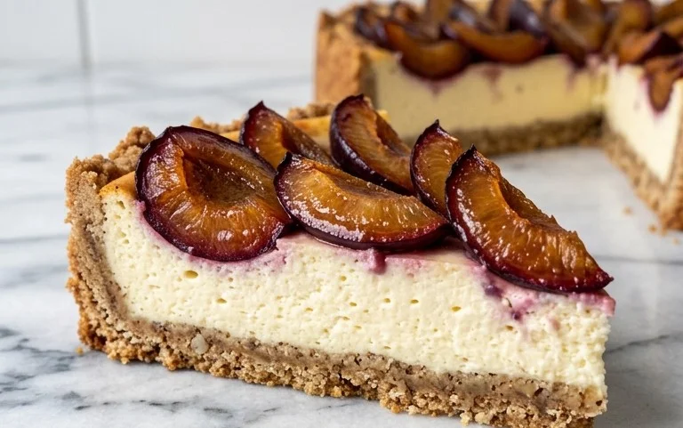 Zwetschgen-Topfenkuchen mit Nuss-Mürbteig